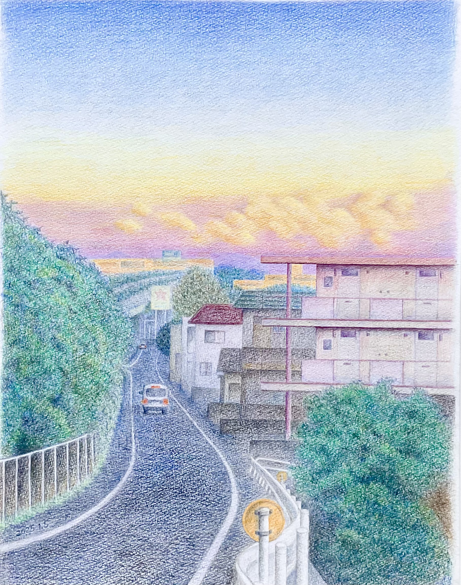 ふりかえれば…..  色鉛筆画
